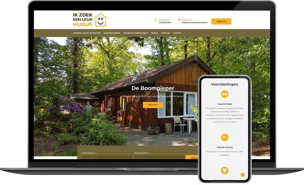 Ik Zoek Een Leuk Huisje website screenshots desktop smartphone