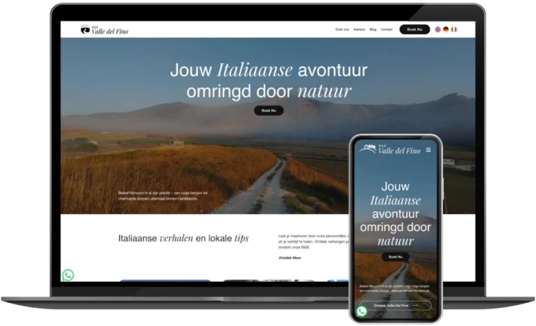 B&B Valle del Fino homepage op desktop en mobiel