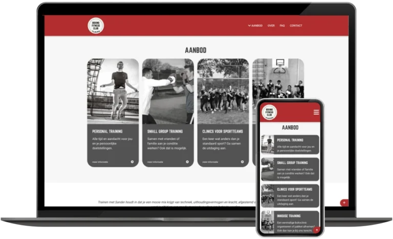 Boxing Fitness Club Tilburg aanbod op desktop en mobiel