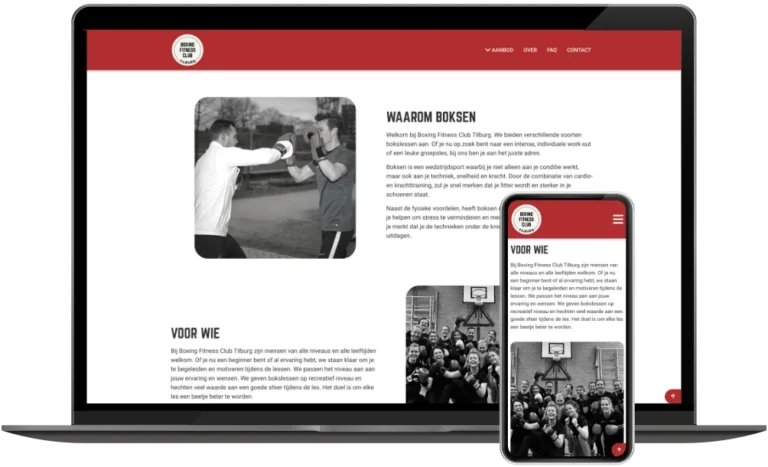 Boxing Fitness Club Tilburg voor wie op desktop en mobiel