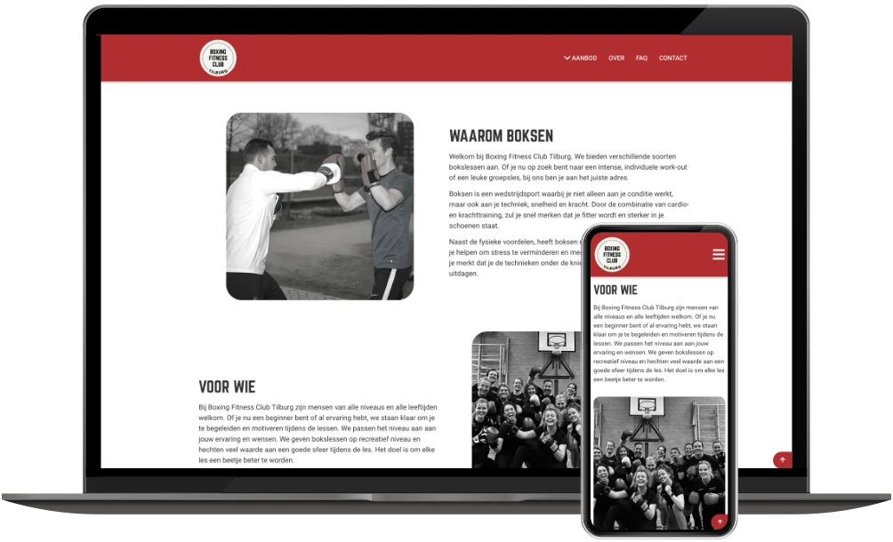 Boxing Fitness Club Tilburg voor wie op desktop en mobiel