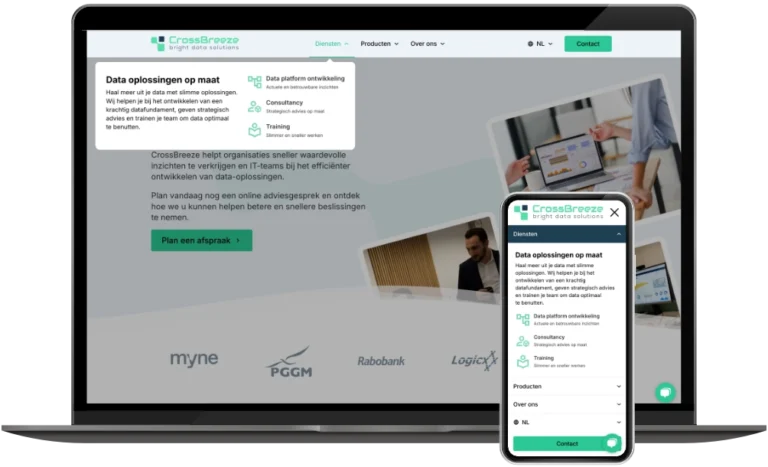 Crossbreeze megamenu diensten