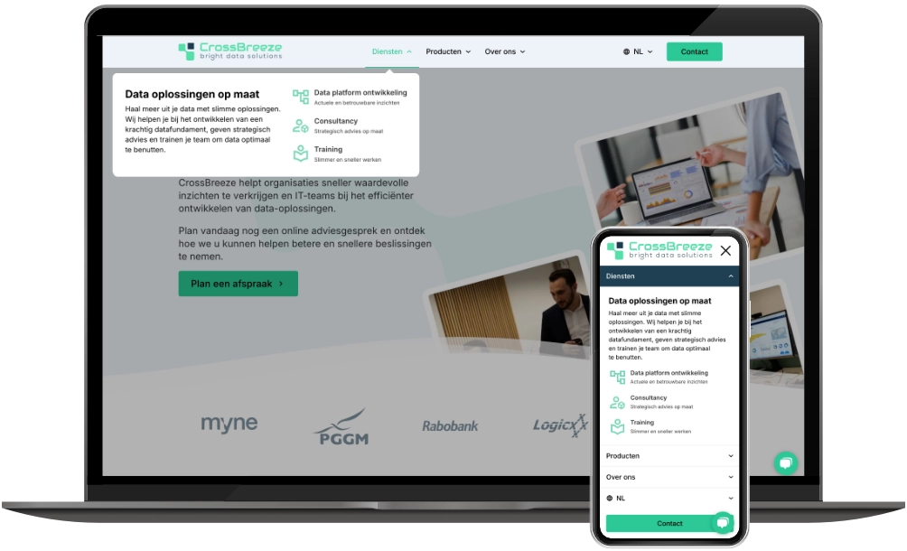 Crossbreeze megamenu diensten