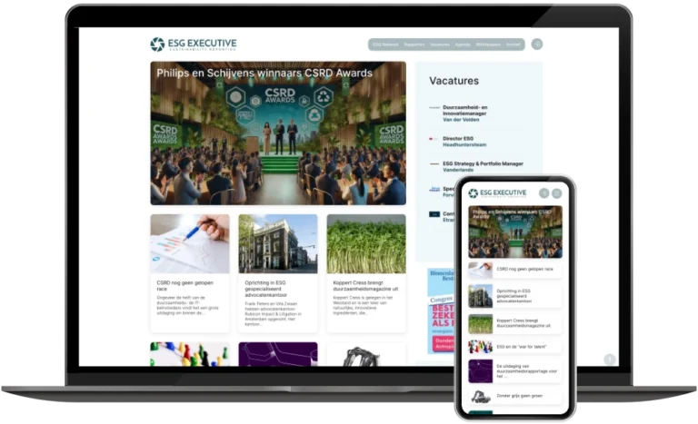 ESG Executive homepage op desktop en mobiel