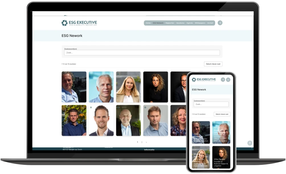 ESG Executive netwerkpagina op desktop en mobiel