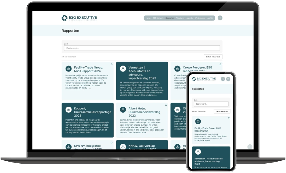 ESG Executive rapporten op desktop en mobiel