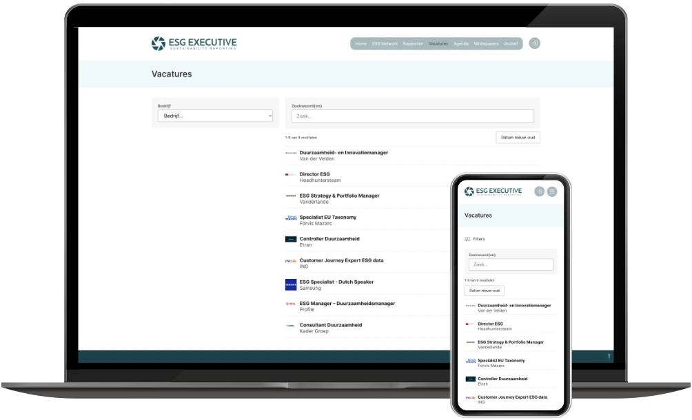 ESG Executive vacaturepagina op desktop en mobiel