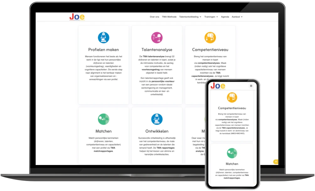 Jouw Ontwikkeling Eerst homepage methode op desktop en mobiel