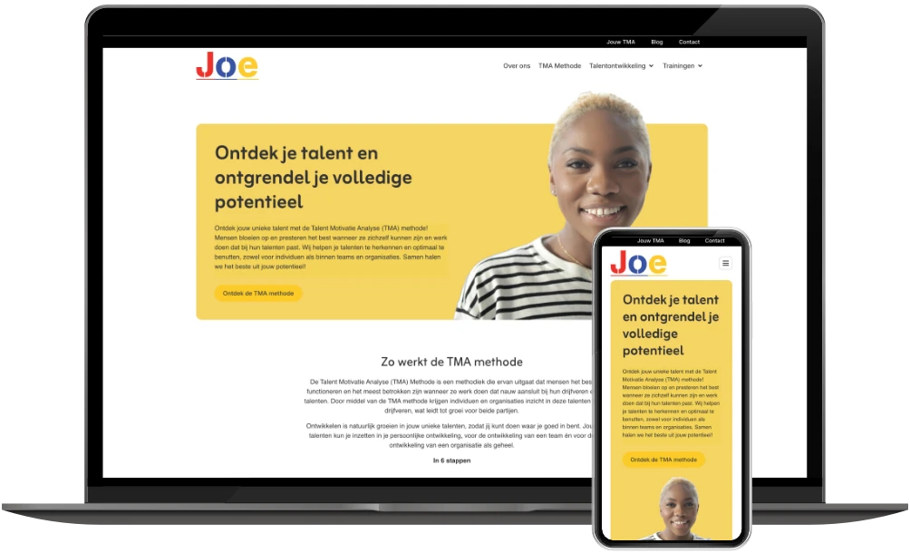 Jouw Ontwikkeling Eerst homepage op desktop en mobiel