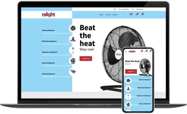 Ralight Holland homepage op desktop en mobiel