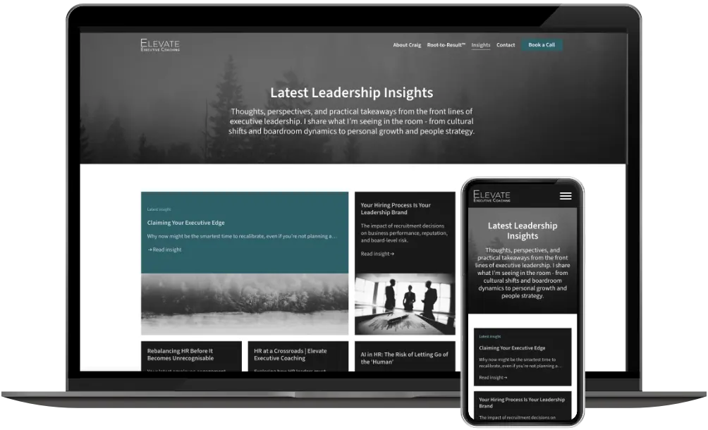 Elevate Executive Coaching blogpagina op desktop en mobiel