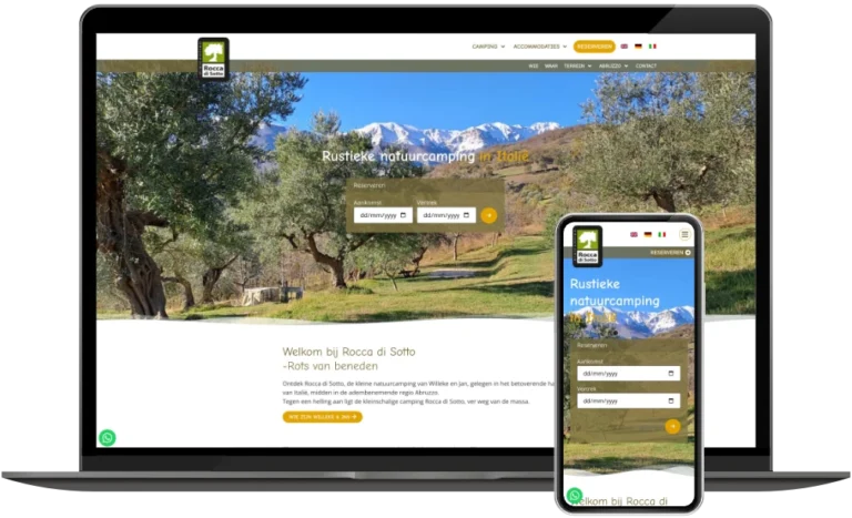 Rocca di Sotto homepage op desktop en mobiel