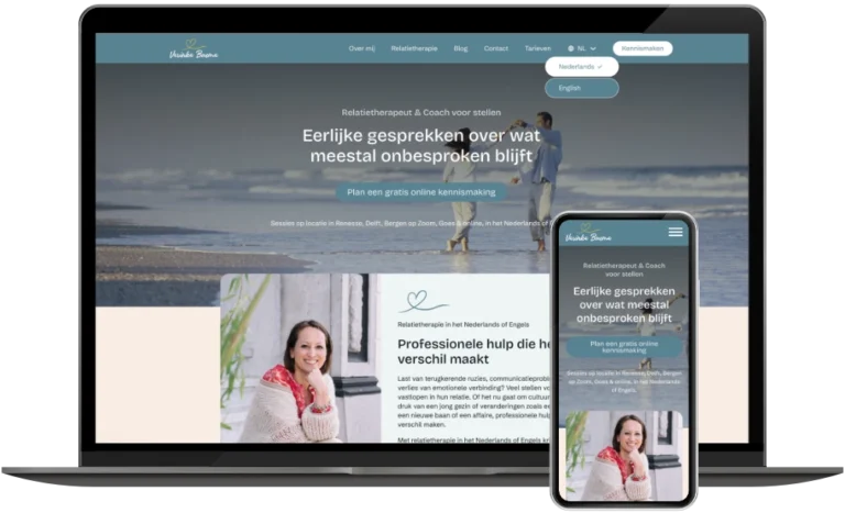 Varinka Bouma homepage op desktop en mobiel