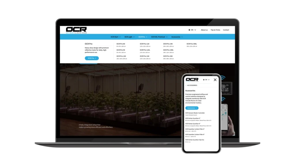 OCR Climaterooms - menu